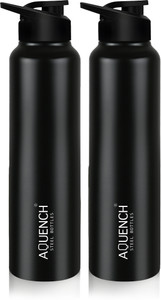 AQUENCH Pack Of 2 1L Stainless 1000 ml Steel Bottle