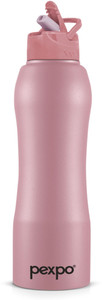 pexpo Belly Stainless Steel Water Bottle with Straw Lid Sipper Cap 1000 ml