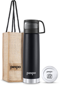pexpo Stainless Steel ISI Certified Hot & Cold Thermos with Jute Bag-Fererro 500 ml Steel Flask