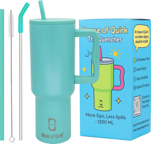 HOUSE OF QUIRK 1200ML Tumbler with Handle and Straw Lid Double Insulated Cup Reusable Stainless Steel Tumbler