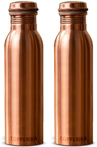 Copperika Pure Plain Copper Water Bottle Pack of 2 With Ayurvedic & Other Health Benefits 750 ml Bottle