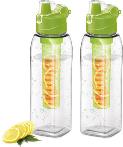 MILTON Infuser Pet Water Bottle, 1 Litre each, Set of 2, Food Grade, Reusable, BPA Free 1000 ml Bottle