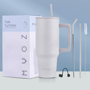 MYOZ Stainless Steel Vacuum Double Insulated Tumbler with Lid, Cap, Handle & Straw 1200 ml