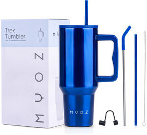 MYOZ Stainless Steel Vacuum Double Insulated Tumbler with Lid, Cap, Handle & Straw 1200 ml