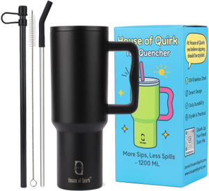 HOUSE OF QUIRK 1200ML Tumbler with Handle and Straw Lid Double Insulated Cup Reusable 1200 ml Steel Bottle