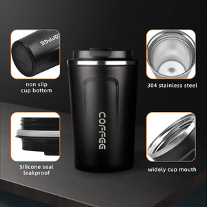 KAVANA Coffee mug Hot & Cold for Drinks, Double Walled Traveling Flask with Lid-Matt Stainless Steel Coffee Mug