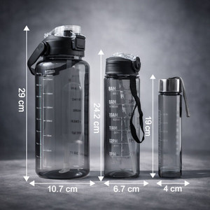 Doevia Water Bottle Combo Set of 3 (2L + 900ml + 300ml) Pack of 3 - Image 6