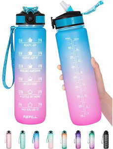 VMV FUZON Unbreakable Silicone Water Bottle with Motivational Timer Leakproof BPA Free V38 1000 ml