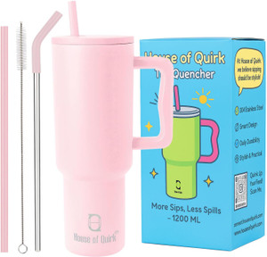हाउस ऑफ क्विर्क Stainless Steel Vacuum Double Insulated Tumbler with Handle and Straw 1200ML मग
