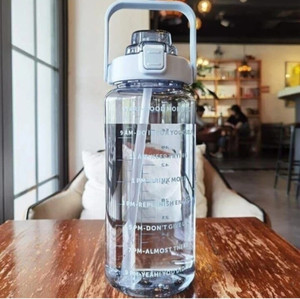 Q7 BRAND LargeCapacity Water Bottle Motivational travel bisycle gym home Straw trasparent 2000 ml