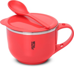 Jaypee Plus Steel Soup Bowl Stainless Steel Soup Bowl With Lid & Spoon Holder Souptok Red