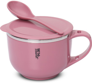 Jaypee Plus Stainless Steel, Plastic Soup Bowl With Lid & Spoon Holder Souptok