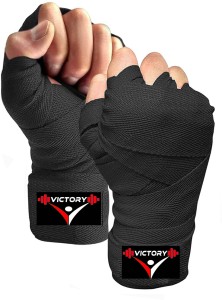 VICTORY India Professional weight Lifting / Stretchable cotton (1 Pair) Black Boxing Hand Wrap