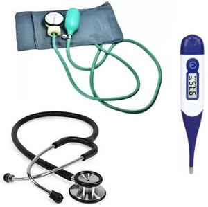 RnB Combo Aneroid Sphygmomanometer Doctor Manual Blood Pressure Monitor with Diamond Stethoscope and Digital Thermometer Set Bp Monitor