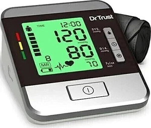 Dr Trust Goldline with Talking Guidance and 3 Color Hypertension Alert LCD indicator and Power Adapter Included Blood Pressure Monitor USA Bp Monitor Bp Monitor