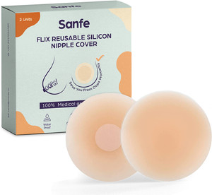 Sanfe Flix Reusable Silicone Nipple Cover | 10 Times Reusable | Skin-Friendly Adhesive Silicone Cup Bra Pads