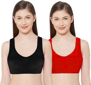 BRAABAA Pack of 2 Girls non padded beginner cotton sports bra Women Sports Non Padded Bra