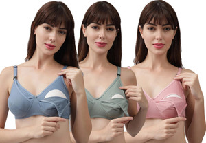 CSU Women's cotton maternity/nursing bra pack of 3 Women Maternity/Nursing Non Padded Bra