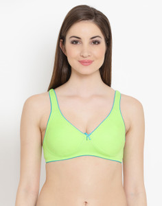 Clovia Cotton Non-Padded Wirefree Bra With Demi Cups - Green Women Full Coverage Non Padded Bra
