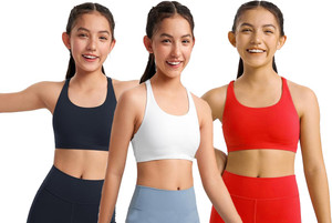 BRAAFEE Pack of 3 Girls Non Padded fully stretchable High Coverage Bra (Multicolor) Girls Sports Non Padded Bra
