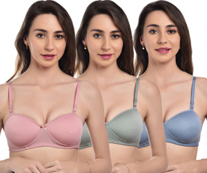 AMOZE Amoze Molded Seamless Padded With Convertiblew Strap Half Coverage Bra Women Push-up Lightly Padded Bra