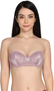 ZIVAME Zivame Celeste & Rose Padded Wired 3/4Th Coverage Strapless Bra - Elderberry Women Balconette Lightly Padded Bra