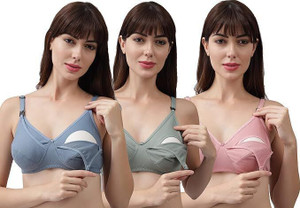 RUMAISHBRA Pack of 3 Women Maternity/Nursing Non Padded Bra (Multicolor) Women Maternity/Nursing Non Padded Bra
