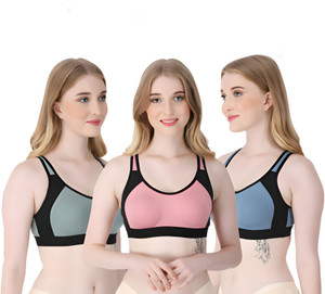 ASHMIRAS pack of 3 Women Sports Non Padded Bra
