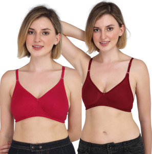 Aimly Aimly Women's Cotton Non-Padded Non-Wired Bra Rani Maroon 40 Pack of 2 Women T-Shirt Non Padded Bra