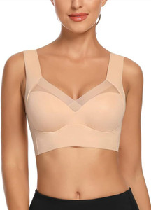 Fashiol Women's Padded Sports Bra For Gym, Slip On Bra Big Cup Breasted Women Push-up Heavily Padded Bra