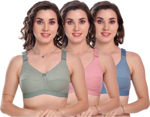 TEENPLUS Cotton Bra Combo Set Pack Of 3 Daily Use Bust C Cup Bra For Ladies bra combo Set Women T-Shirt Non Padded Bra
