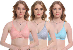 yourcare Neha Bra multicolor Non padded Everyday Bra Pack of 3 Women Everyday Non Padded Bra