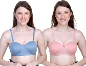 SEVEN SHOPPE Full coverage lightly padded bra combo pack of 2 ( blue, pink) (size 34) Women T-Shirt Lightly Padded Bra