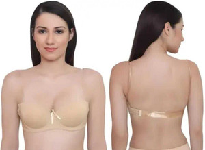 Pink PixiesCreation Transparent Strap Backless Pushup Bra Women Everyday Lightly Padded Bra