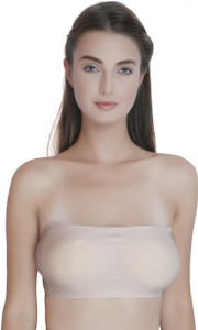 PLUMBURY Seamless Strapless Tube Bra with Back Hook Women Bandeau/Tube Lightly Padded Bra