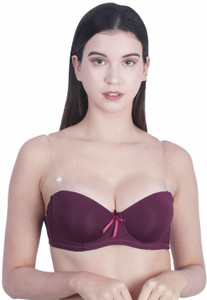 Pink PixiesCreation Transparent Strap Backless Pushup Bra Women Push-up Lightly Padded Bra