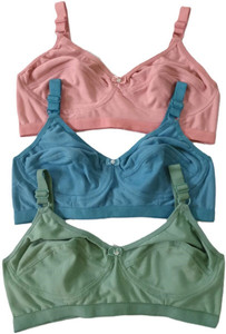 FK FASHION Women's Cotton Non Padded Full Coverage Bra with Adjustable Straps Pack of 3 Women Everyday Non Padded Bra