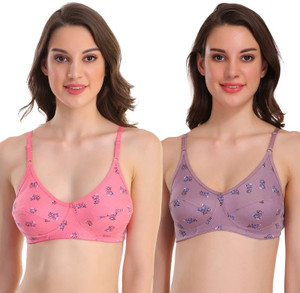pooja ragenee Pure Cotton Printed Bra Women Full Coverage Non Padded Bra