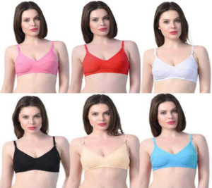 j.MOMANI Bra Combo Pack/Bra Combo set 6 Cotton Women Full Coverage Non Padded Bra