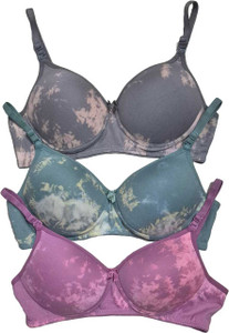 SUPER BEAUTY Stylish women fanccy B cup bra [pack of 3] Women T-Shirt Lightly Padded Bra