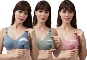 CSU Women's cotton maternity/nursing bra pack of 3 Women Maternity/Nursing Non Padded Bra