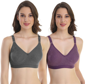 pooja ragenee Double Layer Cotton Blend Women Full Coverage Non Padded Bra
