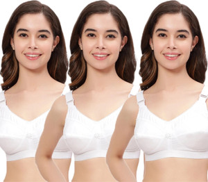 Shadydarks Cotton Non-Padded Wire Free Full-Coverage Bra, Pack of 3 Women Full Coverage Non Padded Bra