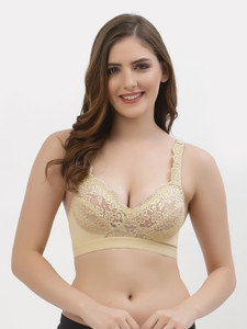 Floret Double Layer Seamed-Cups Bra Non Padded & Full Coverage Lace Bra महिलाओं के लिए ब्रा
