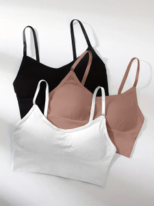 NAGARVEL CREATION 646-blk-pink-wht-03-34 Women Everyday Lightly Padded Bra