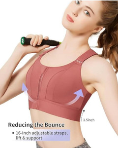 Kesar Lingeries Sports Yoga Bra with Adjustable Straps High Impact Shockproof Brassiere Women Sports Lightly Padded Bra
