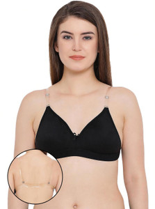 Clovia Cotton Rich Non-Wired T-Shirt Bra With Transparent Multiway Straps Women T-Shirt Lightly Padded Bra