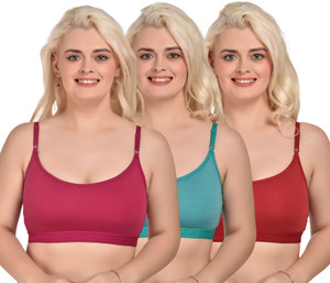 NUEPLUS Women Sports Bra Combo Pack of 3 | Soft Breathable Fabric with Adjustable Straps Women Sports Non Padded Bra