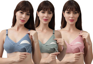 CSU Women's cotton maternity/nursing bra pack of 3 Women Maternity/Nursing Non Padded Bra