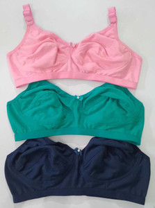 Four Plus Fashion Women's Cotton Non Padded Full Coverage Bra with Adjustable Straps Combo P03 Women Everyday Non Padded Bra